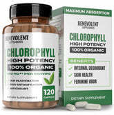 Benevolent Nourishment cápsulas clorofila 350mg en frasco, impulso suave de energía.