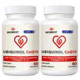 Besibest Ubiquinol CoQ10 600 mg: botella de cápsulas suaves para energía diaria.