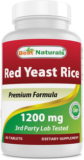 Best Naturals Arroz de Levadura Roja 1200mg botella-vertiendo posible apoyo a colesterol saludable