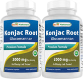 Best Naturals Konjac Glucomanano, botella de 180 cápsulas, apoyo a la saciedad diaria.
