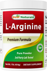Best Naturals L-Arginina polvo 1 libra para apoyar la circulación y la vitalidad diaria