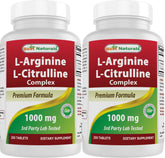 Botella de Best Naturals L-Arginina L-Citrulina para energía diaria.