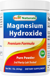 Best Naturals Magnesio Hidróxido en polvo en bote para uso diario.