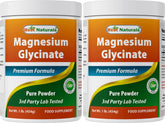 Best Naturals Magnesio Glicinato en polvo, porción de 750 mg para uso diario.