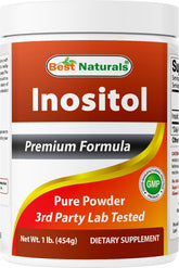 Best Naturals Pure Inositol Powder envase 1lb, práctico para uso diario
