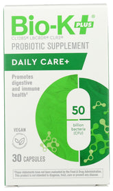 Bio-K Plus Dailycare: botella frontal con 50 mil millones de probióticos para la salud intestinal.