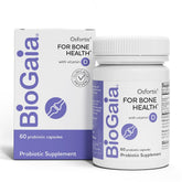 BioGaia Osfortis botella en primer plano, posible apoyo a la salud ósea femenina.
