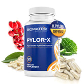 BioMatrix Pylor-X: botella de cápsulas para apoyo digestivo diario y bienestar estomacal.