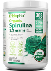 Biophix espirulina orgánica en polvo, ideal para batidos nutritivos