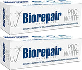 Biorepair Pro White, tubo de pasta dental, reparación suave del esmalte para sonrisa clara.