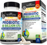 BioSchwartz Probiótico Diario con botella de 40 mil millones CFU para equilibrio intestinal