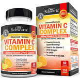 BioSchwartz Vitamina C Complejo cápsulas 1000 mg frente a frasco para apoyo inmunológico
