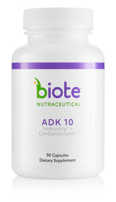 Biote ADK10: botella de cápsulas para apoyo inmunológico diario.