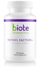 Biote Methyl Factors+ bottle front view for everyday methylation support.