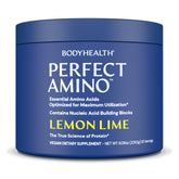 BodyHealth PerfectAmino en empaque limón-lima, listo para mezclar y consumir.
