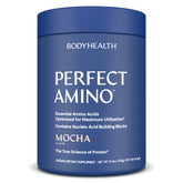 BodyHealth PerfectAmino en envase con etiqueta clara para energía previa al entrenamiento.