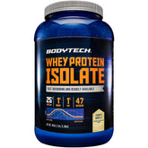 BodyTech Whey Protein Isolate vainilla, contenedor 3 lb, ideal para ingesta proteica diaria.