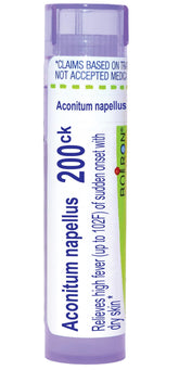 Boiron Aconitum Napellus 200CK en tubo dispensador, práctico para uso diario.