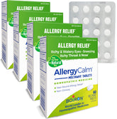 Caja AllergyCalm de Boiron frente al detalle, alivio de alergias y secreción nasal