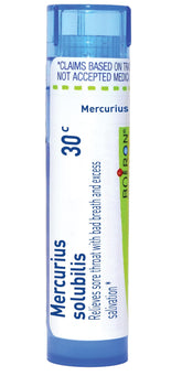 Boiron Mercurius Solubilis 30C en tubo, práctico para tomar en cualquier lugar.