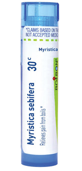 Envase Boiron Myristica Sebifera 30C con pellets, fácil dosificación