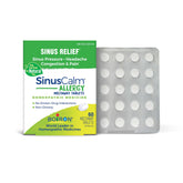 Boiron SinusCalm: tableta disolviéndose bajo la lengua para alivio rápido.