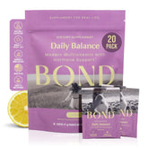 BOND Prenatal: botella mostrando dosis diaria para energía equilibrada.
