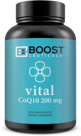 BoostCeuticals CoQ10 200 mg cápsulas, frente: energía celular para tu día.