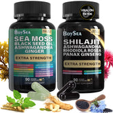 Boysea Shilajit y Musgo Marino conjunto: vista general para vitalidad diaria