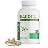 Bronson Bacopa: botella de cápsulas veganas para apoyo mental diario.