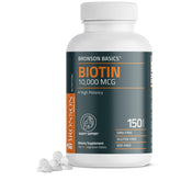 Bronson Biotina 10000mcg tabletas: suplemento diario para cabello, piel y uñas.