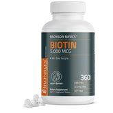Bronson Biotina 5000 mcg tableta mini para cabello y uñas saludables.