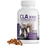 Bronson CLA 3000 cápsulas en frasco, apoyo a la gestión de peso saludable sin estimulantes.