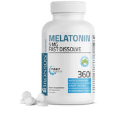 Bronson Melatonina 5 mg, tableta masticable de menta, apoyo a la relajación nocturna.