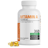Bronson Vitamina A 10,000 UI, bote de cápsulas blandas, apoyo a la visión diaria.