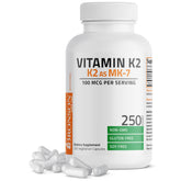 Bronson Vitamina K2 MK-7 100 mcg – botella con cápsulas para soporte óseo