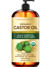 Brooklyn Botany Aceite de Ricino prensado en frío en botella para cuidado diario.