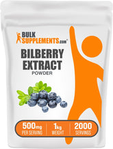 BulkSupplements polvo extracto arándano en botella para la rutina diaria.