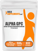 BulkSupplements Alpha GPC polvo seco para apoyar la rutina diaria.