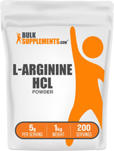 BulkSupplements L-Arginina HCl polvo sin sabor, ideal para batidos