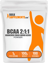 Bulksupplements BCAA 2:1:1 polvo en envase de 100 g para entrenamientos