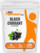 BulkSupplements Blackcurrant Powder en bote, perfecto para batidos diarios y snack saludable.
