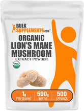 BulkSupplements Melena de León, polvo en bote de 500 g para uso diario.