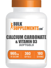 BulkSupplements calcio-d3-softgels-botella: cápsulas blandas para uso diario.