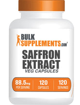 BulkSupplements Zafrán Extracto cápsulas en botella para uso diario.