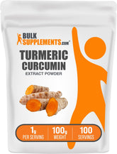 BulkSupplements Curcuma Extracto en botella, ideal para añadir a batidos saludables.