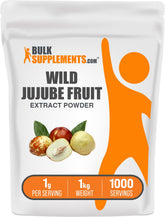 Bulksupplements extracto de jujube en polvo, envase para bienestar diario.