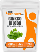 BulkSupplements Ginkgo Biloba polvo en envase de 250 g para uso diario