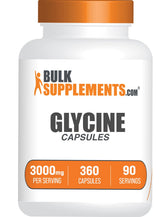 BulkSupplements glicina cápsulas: bote visible para apoyo de salud general y conveniencia diaria