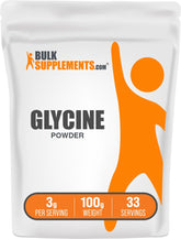 BulkSupplements Glicina en polvo con porción para batidos suaves y fáciles de preparar.
